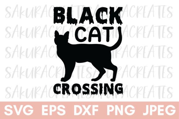 Black Cat Crossing Halloween Design Graphics and Crafts Review