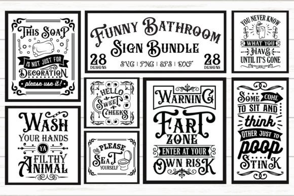 Funny Bathroom Sign SVG Bundle: Graphics for Crafts