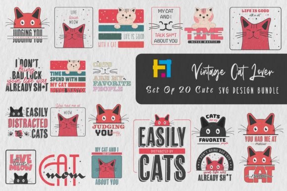 Funny Cat Quotes SVG Design Bundle for Graphics and Crafts