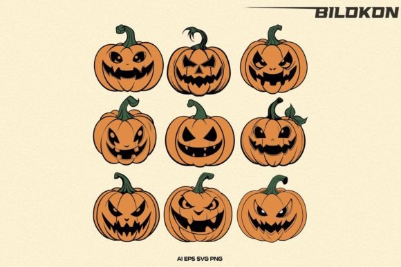 Funny Halloween Pumpkin SVG Graphics for Crafts