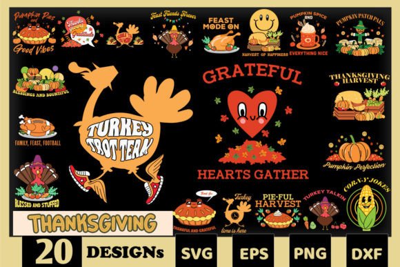 Funny Thanksgiving Bundle SVG 20 Designs Graphics