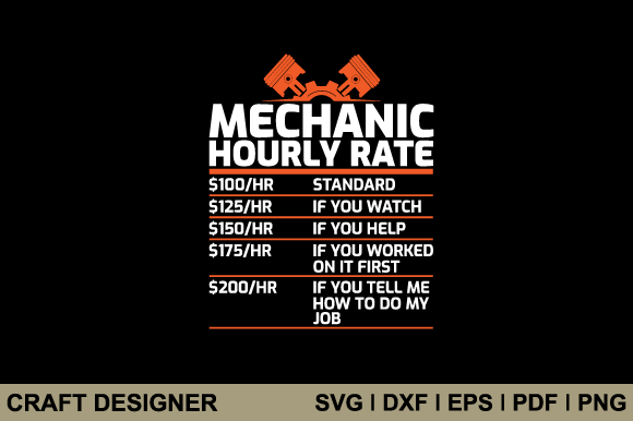 Mechanic Funny Hourly Rate Svg Cut File Graphics and Crafts Review