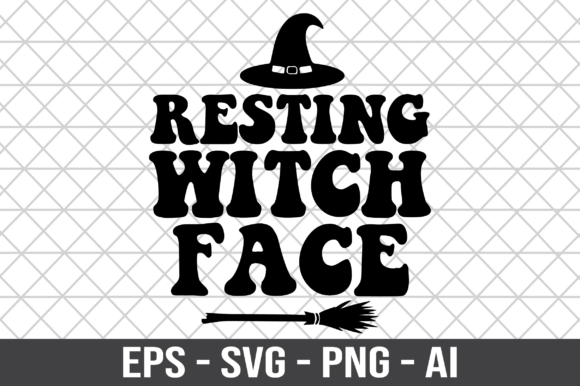 Resting Witch Face Retro SVG Graphics for Crafts